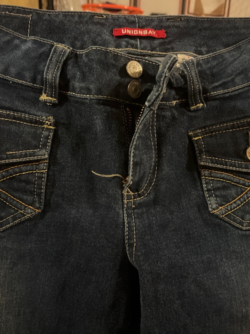 UNIONBAY Dark Blue Flare Jeans with Contrast Stitching